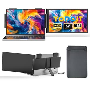 Yodoit Laptop Screen Extender, 1920 × 1080 14-Zoll-FHD-Reisemonitor Bildschirm Erweiterung mit USB-Typ-C-Anschluss und integrierten Lautsprechern, kompatibel mit PC, MacBook und Xbox
