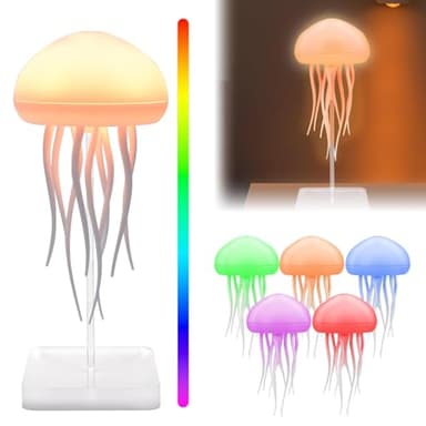 Vibbang Quallen Lampe, LED Jellyfish Lamp, Gradient Jellyfish Nachttischlampe, Touch Leuchtende Lampe, Tragbare Quallen, für Dekorative Atmosphärenbeleuchtung