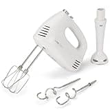 Clatronic® Handmixer | Hand- und Stab- Mixer in Einem | Handrührgerät mit kraftvollem 300 Watt-Motor | Rührgerät mit 5 Geschwindigkeitsstufen | Turbostufe & Auswurftaste | HM 3524
