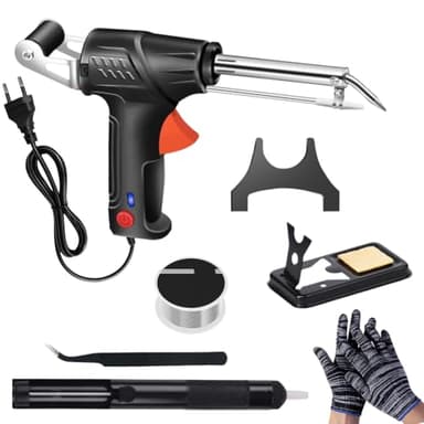 Industrieller Schweißpistole, Automatische Lötpistole Kit Lötkolben Set mit Entlötpumpe, Pinzette, Handschuhe zum Industrieller Schnellheizlötkolben für Schmuck, Heimwerker, Leiterplattenreparatur