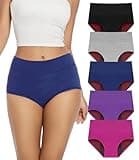 Bobelle Wear 5 Stück Upgrade-Höschen, hohe Taille, auslaufsicher, Baumwollhöschen waschbare Inkontinenzhosen für Damen (Multicolor01, L)