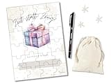 Gutschein Puzzle Geburtstagskarte Geschenk, Personalisierbarer Geschenkgutschein zum selberausfüllen mit Stift und Säckchen, Zeit statt Zeug für Männer Frauen zum Jahrestag Hochzeitstag Weihnachten