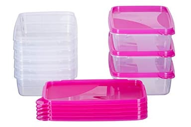 MiraHome Gefrierdosen 8x0,75L rechteckig pink – Vorratsdosen mit Deckel luftdicht – Transparente Frischhaltedosen – Aufbewahrungsbox Küche für Mealprep & Organisation – Austrian Quality
