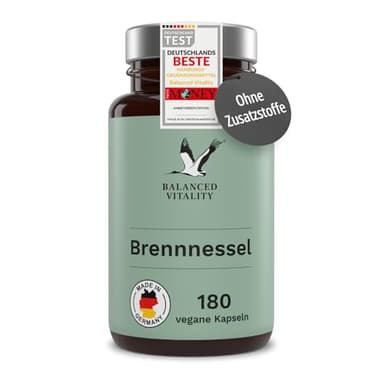 Brennnessel Kapseln - 20:1 echter Brennnessel-Extrakt - 900 mg hochdosiert je Tagesdosis - 180 vegane Kapseln für 3 Monate - ohne Zusatzstoffe - laborgeprüft - Balanced Vitality