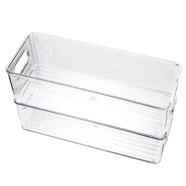 YiPHomn Kühlschrank Organizer 2er Set, Kühlschrank Aufbewahrungsboxen Organizer, Speisekammer Vorratsbehälter mit Griff Durchsichtig, für Küche Kühlschrank, Schränke, Kosmetik, Büromaterial