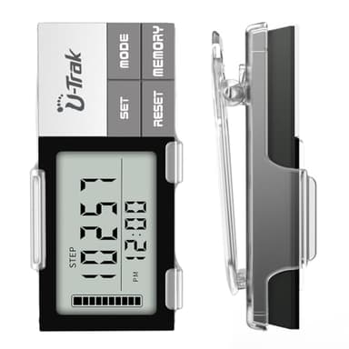 U-Trak 3D Schrittzähler ohne APP und Handy mit Clip, Genauer Einfacher Schrittzähler mit 7 Tage Speicher, Gehweg, Bewegungszeit, Kalorienzähler für Senioren Kinder Mann Frau Damen Herren