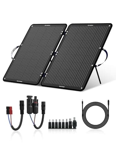 ECO-WORTHY 100W Solarpanel Faltbar mit 10 Connector & 3 Meter Kabel für Powerstation, Monokristalline mit 23% Hocheffizienz und IP65 Wasserdicht für Camping, Wohnmobil, Outdoor Notstromversorgung