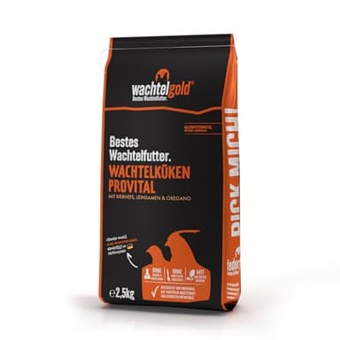 WachtelGold® Wachtel Kükenfutter ProVital 2,5 kg – Premium Aufzuchtfutter für Wachtelküken – Mit Leinsaat, Bierhefe & Oregano – Optimale Entwicklung & gesundes Wachstum ab dem 1. Lebenstag