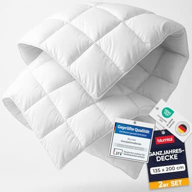 Blumtal Ganzjahresdecke 135x200 cm im 2er Set - Oeko-TEX zertifizierte Bettdecke Ganzjahr - Alljahresdecke 135x200 cm - Bettenset 135x200 2 teilig Füllmenge 300 GSM - Bettdecke 135x200 2er Set
