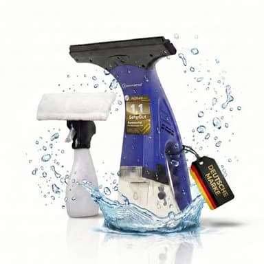 Sommertal Fenstersauger Set mit 1600Pa | elektrischer Fensterreiniger Akku mit 28cm Saugdüse & 250ml Tank | Fensterputzer elektrisch | Fensterabzieher streifenfrei | geeignet für Fenster, Fliesen