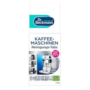 Dr. Beckmann Kaffeemaschinen Reinigungs-Tabs | entfernt Kaffeefett und -öl | mit Aktiv-Sauerstoff | 6 Stück