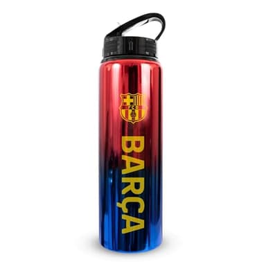 Hy-Pro offiziell Barcelona FC 750ml Aluminium-UV-Flasche, integrierter Klappstrohhalm, Neochrome-Finish, auslaufsicher, leicht, BPA-frei, Barça