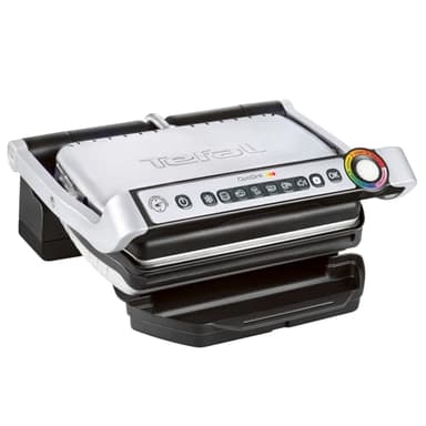 Tefal OptiGrill Kontaktgrill, 6 automatische Programme, Garstufenanzeige, passt Temperatur und Grillzyklus ans Grillgut an, antihaftbeschichtete abnehmbare Platten, Elektrogrill, Edelstahl, GC705D16
