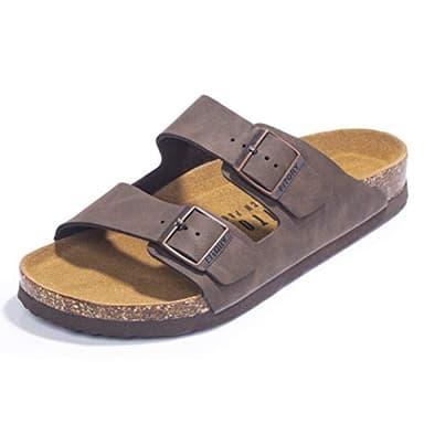 FITORY Herren-Sandalen mit Fußgewölbeunterstützung, verstellbaren Schnallenriemen und Kork-Fußbett für den Sommer, bräunlich-gelb, Größe 43