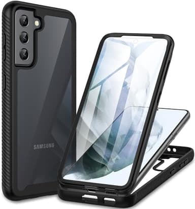 CENHUFO für Samsung Galaxy S21 5G Hülle, 360 Grad Schutzhülle mit eingebautem Displayschutz Robust Stoßfest Panzerhülle Bumper Cover Transparent Case Handyhülle für Samsung Galaxy S21 5G -Schwarz