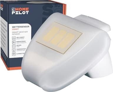 HOMEPILOT Wettersensor smart - erkennt Temperatur, Sonne, Wind & Regen - zur Steuerung von Rollladen, Markise + Raffstore - integrierter Aktor für Markisenmotor (Smart Home App via Gateway möglich)