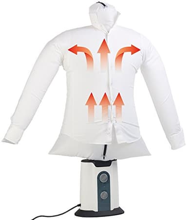 Sichler Haushaltsgeräte Hemdenbügler: 2in1-Bügelpuppe, Warmluft-Gebläse und Kleiderständer, Timer, 850 Watt (Bügelstation, Bügelpuppe mit Wärme-Lüfter, Wäscheleine)