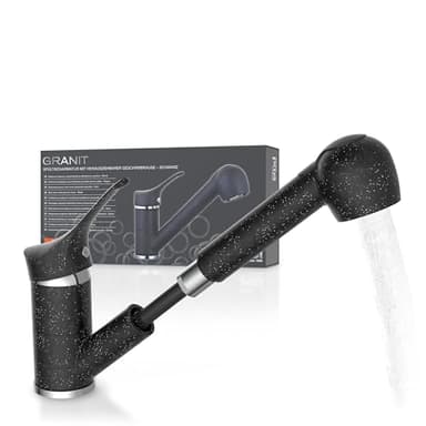 Eisl Spültischarmatur mit Geschirrbrause GRANIT 90° schwenkbarer Wasserhahn Küche mit 2 Strahlarten NI183SMCR