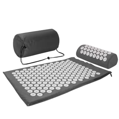 Akupressurmatte, Akupunktur matte, Akkupressmatte zur Linderung von Nacken und Rückenschmerzen, Acupressure Mat mit Muskelentspannung und Stressabbau, Shiatsu matte zur Ischiasentlastung, Grau Weiß