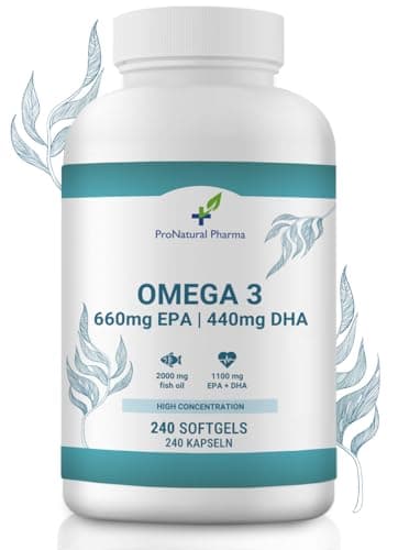 Omega 3 2000 mg ProNatural Pharma | 240 Kapseln | Hohe Konzentration von 660 mg EPA und 440 mg DHA | 4 Monate