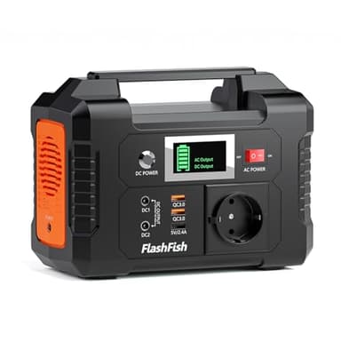 FlashFish Powerstation 200W, 151Wh Stromgenerator Solar AC-Ausgang 230V, 40800mAh Notstromaggregat Akku mit Steckdose, Kleines Kraftwerk Tragbare Powerstation für Camping,Abenteuer und Notfälle