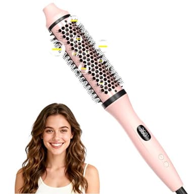 Bopcal Thermal Brush 3 in 1 - Thermobürste Rundbürste mit Digital Display, Ionische Lockenbürste Reduziert Frizz, Thermo Bürste für Glattes, Voluminöses & Lockiges Haar, Dual-Spannung, Rosa