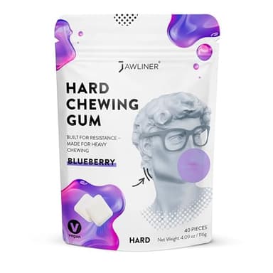Jawliner Jawline Kaugummi, harter Kaugummi, Widerstand, Workout-Gummi für Kieferformung, harter Kaugummi für Kieferstärke, Gesichts-Fitness, 1 Stück, Blaubeere