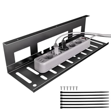 Kabelwanne Schreibtisch für bestes Kabelmanagement - Kabelwanne Ideal für Home Office und Arbeitsplätze,eine Bis zu 3kg Tragkraft & Belüftung,Schwarz,1er Set