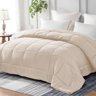 Yebeda 4 Jahreszeiten Bettdecke in 155x220 cm Beige, Atmungsaktive und Weiche Ganzjahres Steppdecke Schlafdecke