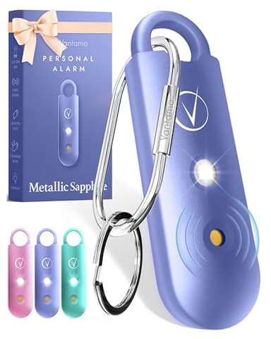 Vantamo Taschenalarm Extra Laut 130dB Mit 2 Lautsprechern Für Selbstverteidigung Frauen, Hell Taschenlampe & Batteriewarnung, Alarm Für Frauen Unterwegs Mit Schlüsselanhänger