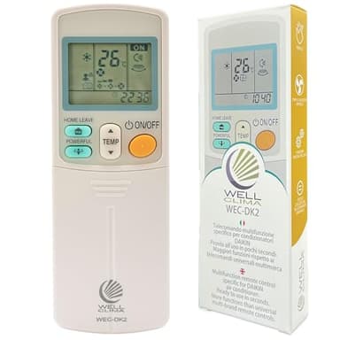 Wellclima Universal-Fernbedienung kompatibel mit Daikin-Klimaanlagen, funktioniert mit Allen Modellen, bis zu 5 Lüftergeschwindigkeiten und Sonderfunktionen, Anleitung in 6 Sprachen, direkte Hilfe