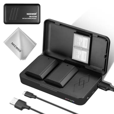 NEEWER Ersatzakku und Ladegerät Set für NP-FZ100, 2 Pack 2280mAh Akkus und USB Dual Kanal Ladegerät, kompatibel mit Sony ZV-E10II, A9III, A7CII, ZV-E1, A7III, A7IV, FX3, FX30, A6700, A7RV und A7SIII