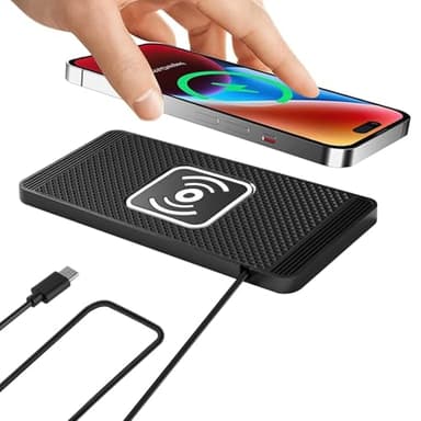 VOBOR Induktive Ladestation Auto, 15W Rutschfestes Kabelloses Auto Ladegerät, Universelles Autoladegerät, Kopfhörer und Geräte, die Kabelloses Laden Unterstützen (TypeC 1m)