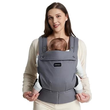 Momcozy Babytrage – Baby Carrier für Kleinkind（3-24 Momnate） · Ohne Einsätze · Ergonomische M-Trage · X-Rücken · Leicht & Luftdurchlässig, Grau