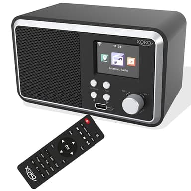 XORO DAB 300 IR digitales WLAN Internet Radio mit DAB+ & FM Empfang, Bluetooth 5.2, Podcast-Wiedergabe, 2,4" Zoll Farbdisplay, integriertem Wecker, Schwarz