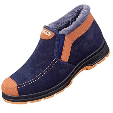 Winterstiefel für Herren, Colorblock-Fell gefüttert, Schneestiefel, rutschfest, Wanderstiefel, Fußgewölbeunterstützung, Winterschuhe, gemütlich, Slipper, Schneeschuhe, weiche, flache Stiefelette