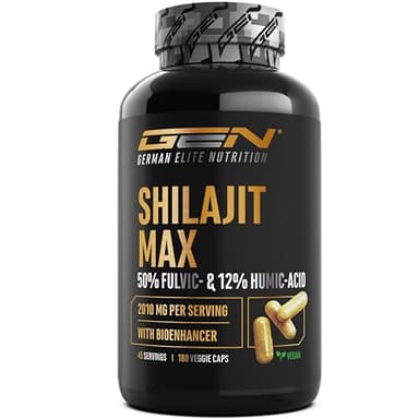 Mumijo Shilajit Max - 180 Kapseln hochdosiert mit 2000 mg pro Tagesdosis - Original 10:1 Extrakt mit 50% Fulvinsäure + 12% Huminsäure + Bioenhancer - Ohne unnötige zusätze, vegan