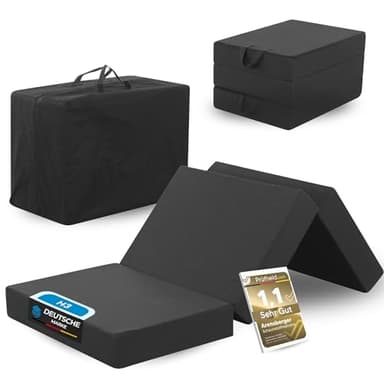 Arensberger Amalia Gästebett Klappmatratze 90x200 cm | 16 cm extra Dicker NANOCELL® Gelschaum | Tagesbett & Bodenmatratze | Faltbare Matratze mit Transporttasche | Camping & Reisebett