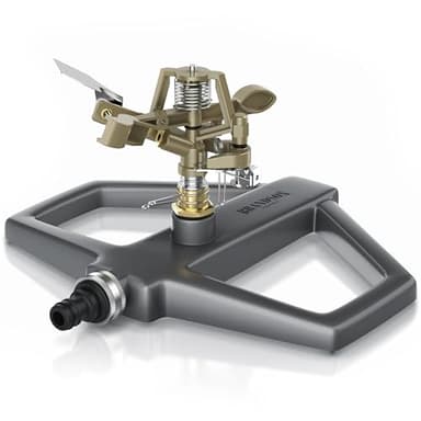 Brandson - Rasensprenger Impulsregner Metall – Intervall Sprinkler – Kreisregner – große Flächen bis 314 m2 – 20 m Reichweite - Bewässerungssystem – Schnellkupplung ¾ Zoll auf ½ Zoll