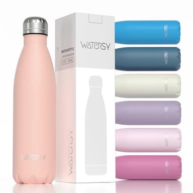 WATERSY Trinkflasche 500 ml Edelstahl, Thermosflasche Sport Kinder, BPA-Frei Wasserflasche Edelstahl Metall Auslaufsicher Isolierflasche Fahrrad Trinkflasche Stainless Steel Water Bottle