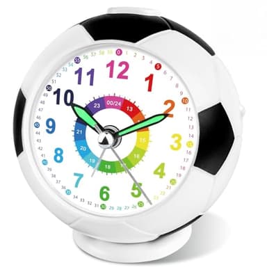Juboos Kinderwecker ohne Ticken mit Schlummerfunktion und Nachtlicht, batteriebetriebener Lernwecker für Jungen und Mädchen, analoger Quarz-Wecker für Kinder