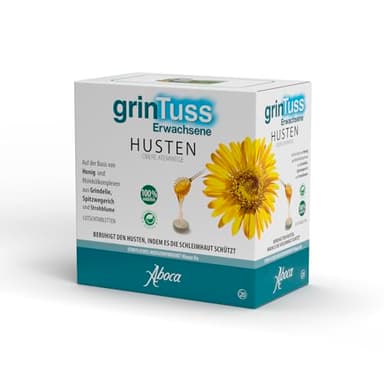 GrinTuss Lutschtabletten gegen Husten für Erwachsene 20 Stk - Lindert den Husten der oberen Atemwege und schützt die Schleimhaut