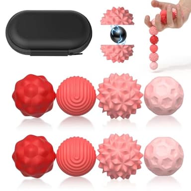 8PCS Magnetic Fidget Balls (8 Stück), Magnetkugeln Stressball Silikon Magnetische Sensorik Bälle Spielzeug, Sensorisches Spielzeug Anti Stress Stimming Sensory Fidget Toys für Erwachsene ADHS (Red)