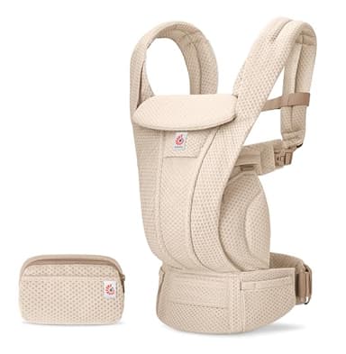 Ergobaby Omni Deluxe All-in-One Babytrage für Neugeborene ab Geburt bis 20kg, Ergonomische 4-Positionen Mesh Babytrage Rückentrage Baby-Tragetasche, Natural Beige