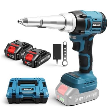 Akku Nietzange Kompatibel für Ma 18V Akku, 20,000N Akku-Nietmutternpistole Nietpistole Bürstenlose Automatischer Elektrische Popnietenzange mit 2 Akkus, für 2.4-4.8 mm Blindnieten