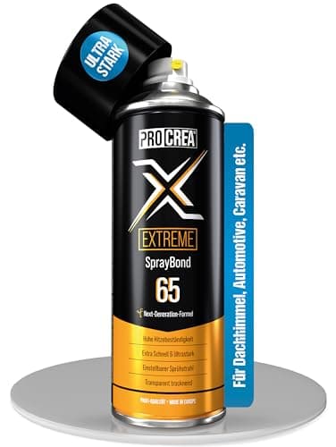 PROCREA® Premium Sprühkleber "X65 Extreme" [Hitzebeständig bis 110°] Extra starker & schneller Industriekleber für Dachhimmel, Stoff, Schaumstoff uvm. - Kein Durchschlagen - Wasserfest