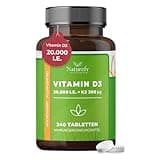 Vitamin D3 K2 Hochdosiert 20.000 – 240 Tabletten – VitaminD 20.000 IE – Vitamin D3 K2 Tabletten – Vitamine D3 + K2 Hochdosiert
