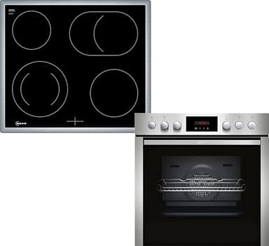 NEFF EDX4P0, Herd-Set bestehend aus E2CCG6AN3 Herd, 60 x 60 cm, Pyrolyse-Selbstreinigung, CircoTherm, LED-Display & M13R42N2 Elektrokochfeld, Bräterzone, Edelstahlrahmen