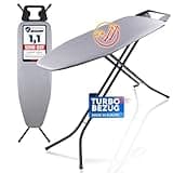 SCHWANFELD® Premium Bügelbrett mit Turbobezug 120x38cm Bügelfläche [EXTRA STABIL & HÖHENVERSTELLBAR] - Bügelbrett für Dampfbügelstation - Bügeltisch mit rutschfesten Füßen - Ironing Board (Made in EU)