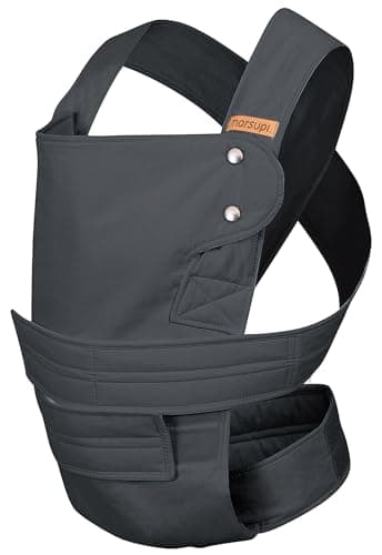 marsupi Classic Babytrage - Neugeborene von der Geburt bis zu 15 kg - Baby Erstaustattung - Klett-Verschluss - Leicht und Kompakt - Grey S/M